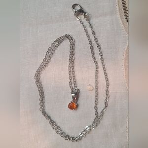 Effy Silver Chain Necklace with Orange Pendant 🧡